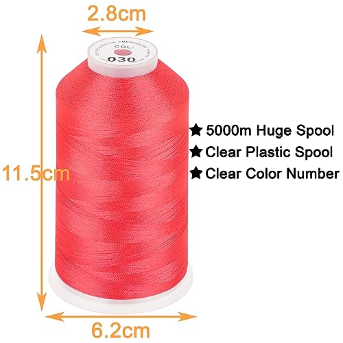 Image of New brothread - Single Huge Spool 5000M Each Polyester Embroidery Machine Thread 40WT for Commercial and Domestic Machines - Vermillion
