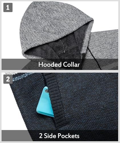 Image of LLdress Mens Knit Cardigan Sweaters Sherpa Lined Full Zip Hoodie With Pockets