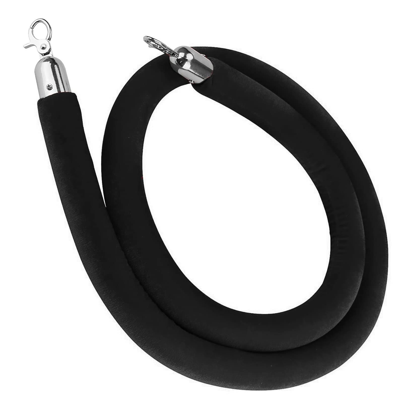 Aioneer Customizable Green Velvet Rope With Hooks, 2.5M Tall Stanchion Post For Crowd Control In Restaurants, Hotels, And Cinemas – Durable And Stylish Barrier Solution-Black-1.2m/4ft/47inch