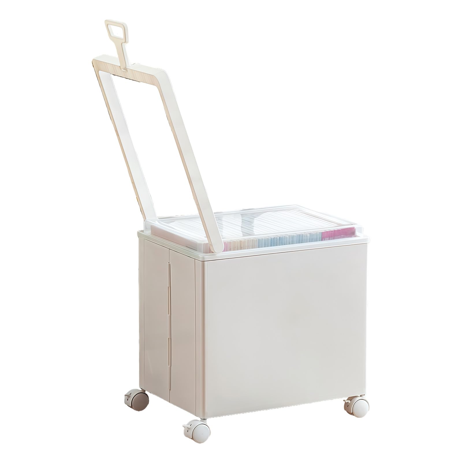 TFAOYS Space Saving Folding Storage Container with See Through Top and Rolling Base for Easy Mobility Bedroom Closet Storage Box