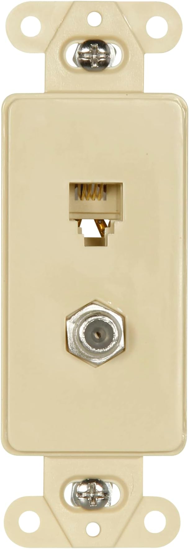 Eaton 3562V Decorator Insert Combination Telephone Jack with 4-Conductors and Type F Coaxial Adapter, Ivory