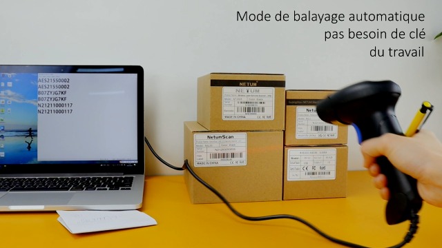 Douchette Code Barre Scanner Codes-barres NetumScan NSL6 - Sans Fil CCD 2,4G - Compatible PC Mac - Lecture 1D Lecteur Sans Fil 2.4G