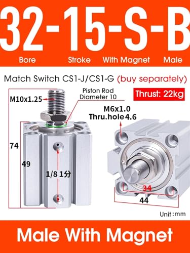 Cylindre pneumatique double effet SDA32-SB à course variable - 3