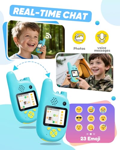 Video Walkie Talkies for Kids with Dual Cameras,2 Pack Rechargeable Kids Walkie Talkies Toys for Ages 3-9 Year Old Boy Girl, Birthday for 3 4 5 6 7 8 Year Old Boys Girls,Indoor&Outdoor — view 4