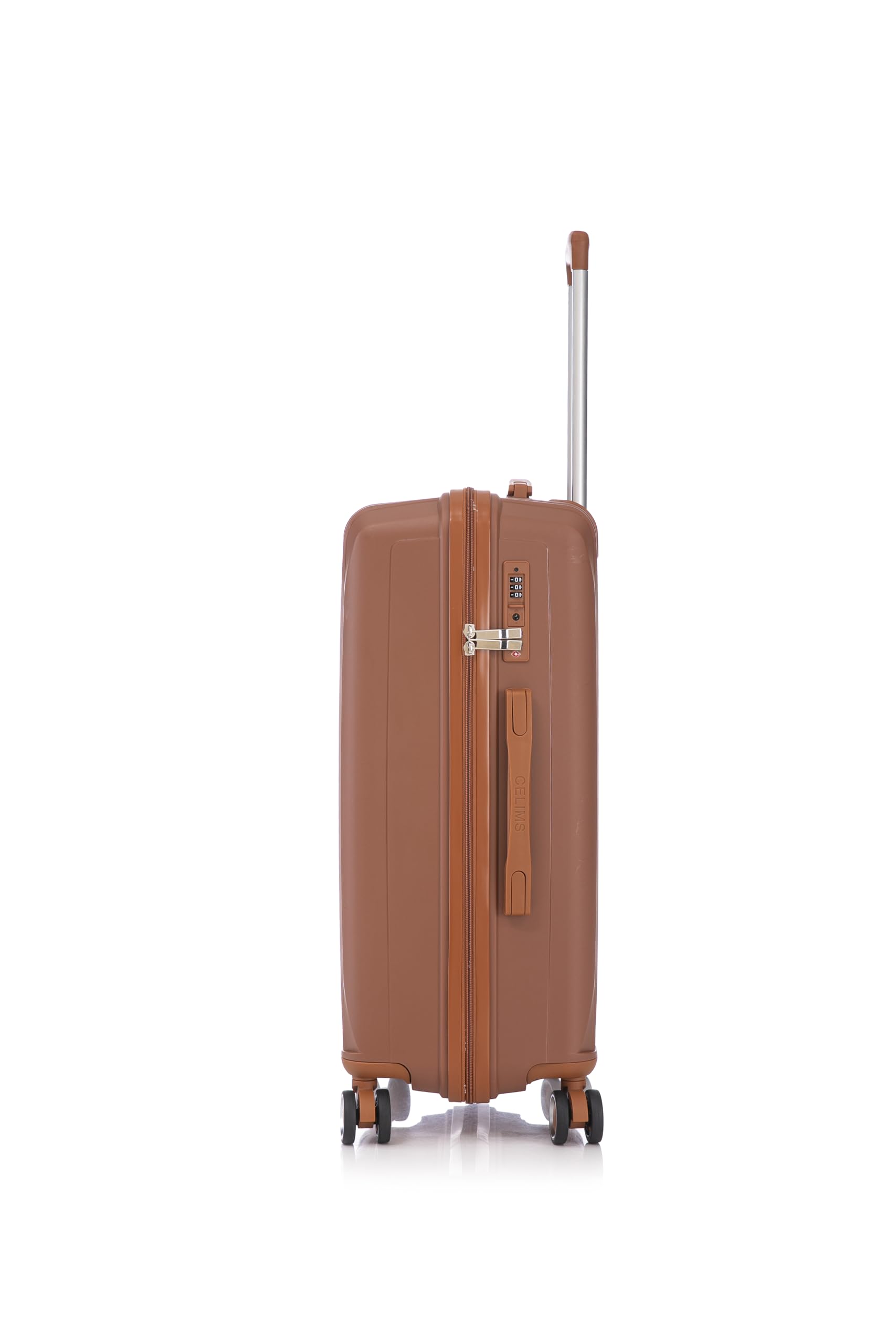 CELIMS - Zestaw 3 Walizek Kabinowa + Średnia + Duża z Polipropylenu | Model 2025 | Rozmiar 55+65+75cm | Zamek TSA | 8 Kółek 360 | Brązowy
