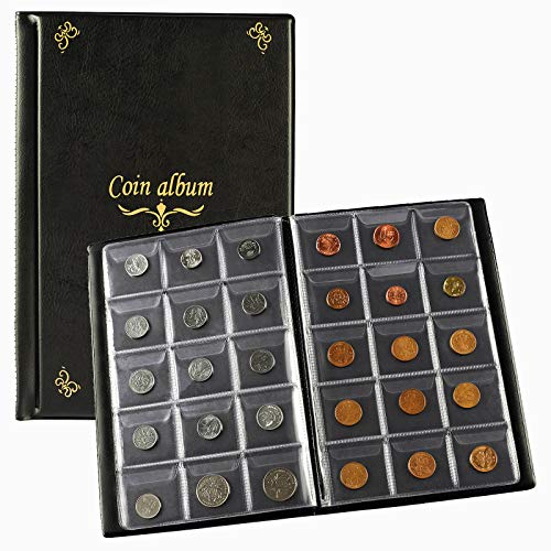 Álbum para coleccionistas de monedas Ettonsun 150 bolsillos negro miniatura 1