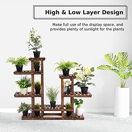 CASART 6 Tier Plant Stand, 13 Pots Holder Ladder Flower Shelf, Indoor Outdoor Plant Rack Display Bookshelf for Home, Garden, Balcony and Patio