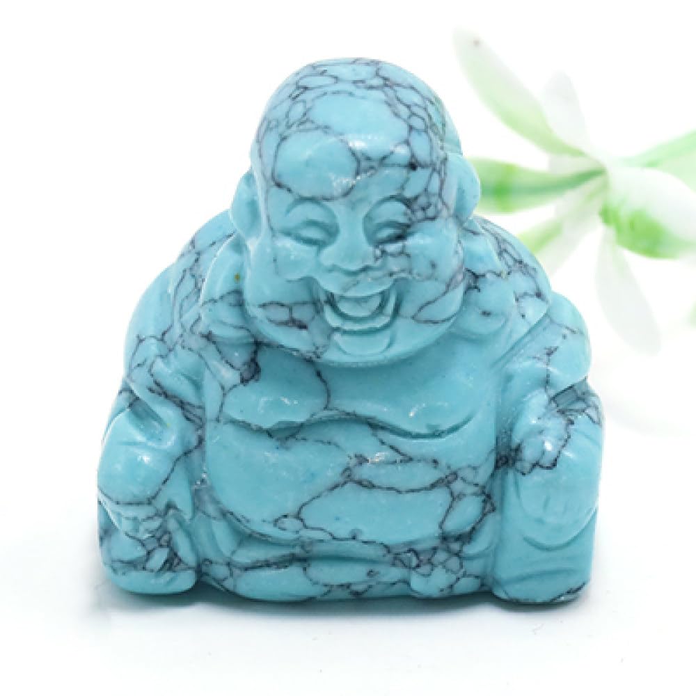 Statue de Bouddha en turquoise véritable, sculpture d'art et gemme de collection