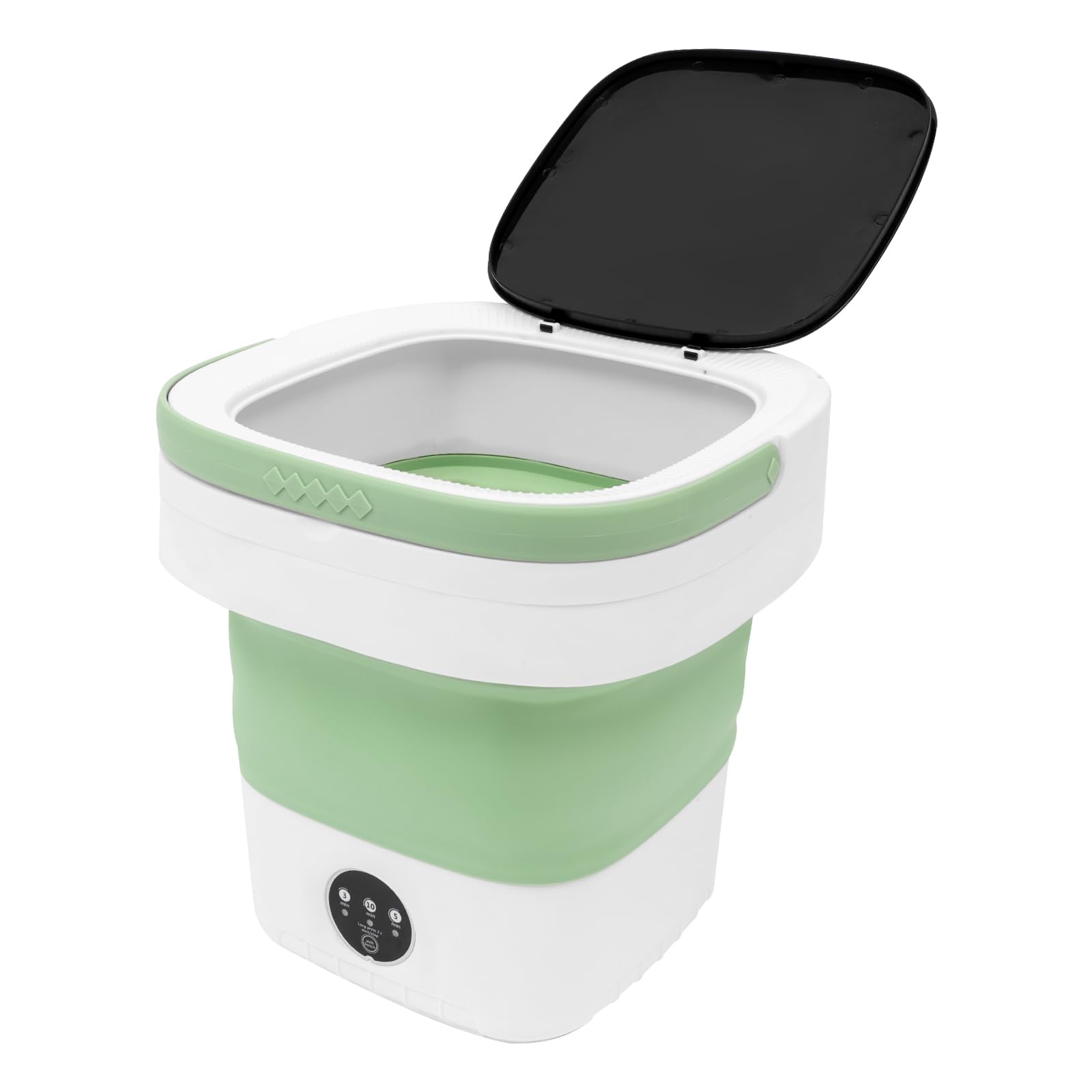 Mini Lavadora, 12L Portátil Plegable Lavadora con Tubo de Desagüe y Cesta de Goteo - Pequeña Lavadora Eléctrica para Ropa Interior, Calcetines (Verde)