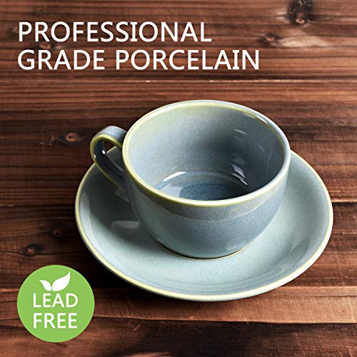 Bosmarlin Ceramic Coffee Cup Mug With Saucer Set Of 2 For Latte, Cappuccino, Tea, 8.5 Oz, Dishwasher And Microwave Safe(Sage Green, 2) #TOP2