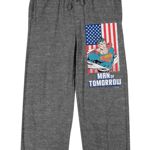 Bioworld Superman Man Of Tomorrow Men's Heather Gray Sleep Pajama Pants2