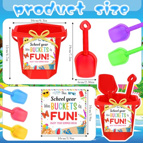Relaxgiant 48 Pcs End of The Year Gift Summer Gifts 6 Inch Sand Beach Buckets and Shovels Bulk with Gift Cards Plastic Beach Pails Water Bucket for Graduation Summer Pool Party Favor(Diamond Style) by Relaxgiant - Image 2