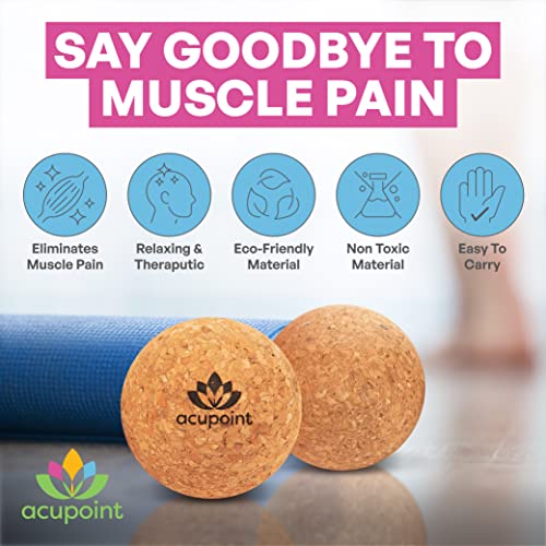 Acupoint Physical Massage Therapy Lacrosse Ball Set Ideal for Yoga Deep Tissue Massage Trigger Point Therapy and Myofascial Release Physical Therapy Equipment Back Foot Plantar Fasciitis (Cork)