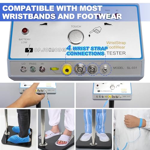 Image of HNZXIB SL-031 ESD Tester Compatible with Anti Static Wrist Strap & Footwear, 3-Color Indicator Alarm Tool, Human Body Comprehensive Static Tester for Electronics Workshop ESD Check
