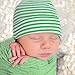 Melondipity Newborn Hospital Hat Green and White Striped - 2 ply Hospital Fabric Infant Baby Cap
