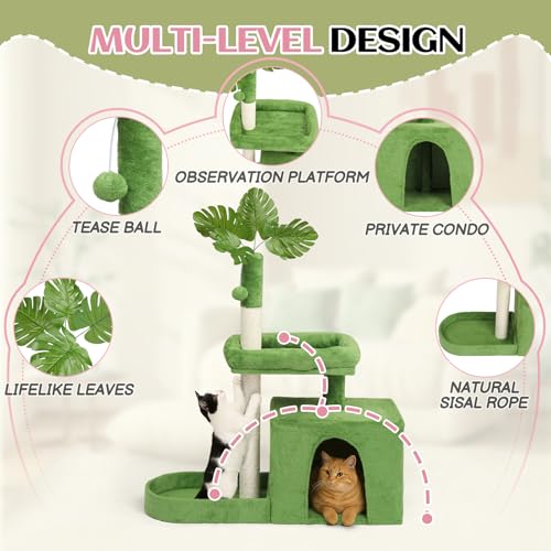 Árbol para Gatos VINGLI de 48.43 pulgadas de alto verde miniatura 2