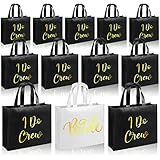 Cindeer 12 Pcs Let's Go Girls Bridesmaid Bags Holographic Bachelorette Gift Bags Glossy(White, Black,I Do Crew)