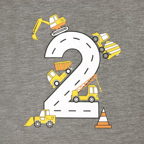 Bagger Kinder 2-5 Jahre Jungen Tshirt Geburtstag Junge Hemden Baby T-Shirt Bruder Bagger T Shirt Jungs Baumwolle Tops Sommer Kurzarm Oberteile Baggerfahrer Geburtstagsshirt(Grau,2 Jahre)