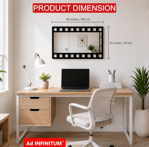 Image of AD INFINITUM Multilayer Wooden Wall Art With Mirror Hanging Decor for Contemporary Home, Bedroom, Living Room, Office etc., (Film Negative Design 2)