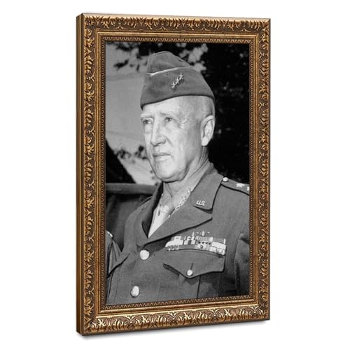 Impression sur toile George S Patton décoration murale élégante noire et blanche pour bureau et salon