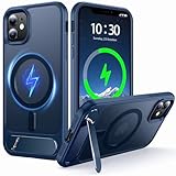 NJROW Magnetic Stand for iPhone 11 Case Compatible with MagSafe [Stand & Wireless Charging 2in1] [Flush Hidden Kickstand] [Military Shockproof] Slim Translucent Matte Silicone, Blue