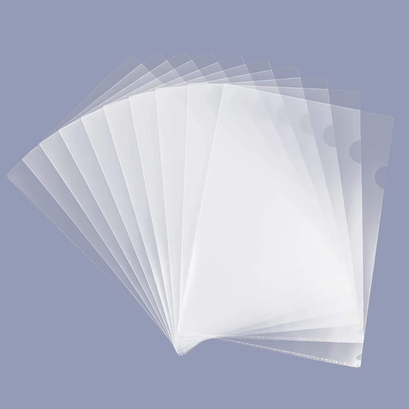GOMRQING Clear Document Folder Copy Safe Project Pockets fits 8.5x11 Letter Size US Paper,L-Type Plastic Clear Paper Sleeves Protector Resume File Poly Jacket Folders Organizer in Transparent 50 Pack