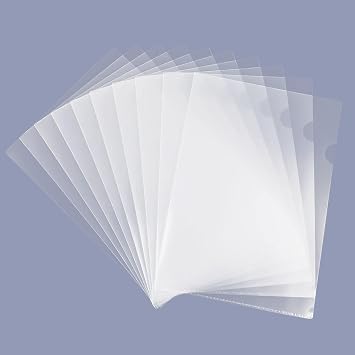 GOMRQING Clear Document Folder Copy Safe Project Pockets fits 8.5x11 Letter Size US Paper,L-Type Plastic Clear Paper Sleeves Protector Resume File Poly Jacket Folders Organizer in Transparent 50 Pack