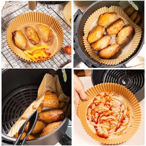 Image of Air Fryer Liners Disposable,200Pcs Parchment Paper for 5-8QT Air Fryer,LYHOLKEER 8inch Round Disposable Air Fryer Paper Liners for Ninja AF101 AF150 AF161 Max XL,Non-Stick,Free of Bleach