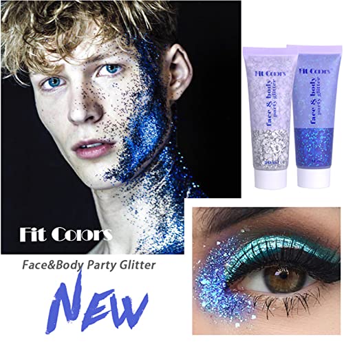 6 Pcs Holographic Chunky Sparkling Body Glitter Gel, Waterproof And Long Lasting Shimmer Liquid Glitter Makeup For Body, Face, Nail, Hair, Lip, Eye（White,Gold, Silver, Pink, Purple, Blue） #TOP3