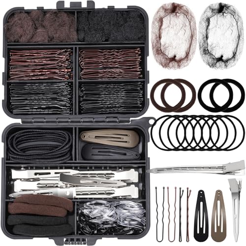 Teenitor 163psc Hair Accessories Kit Bobby Pins Hair Pins Hair Net Hair Clips and Hair Ties Hair Bands Hair Kit for Dances Ballet Competition with Hair Accessories Organizer