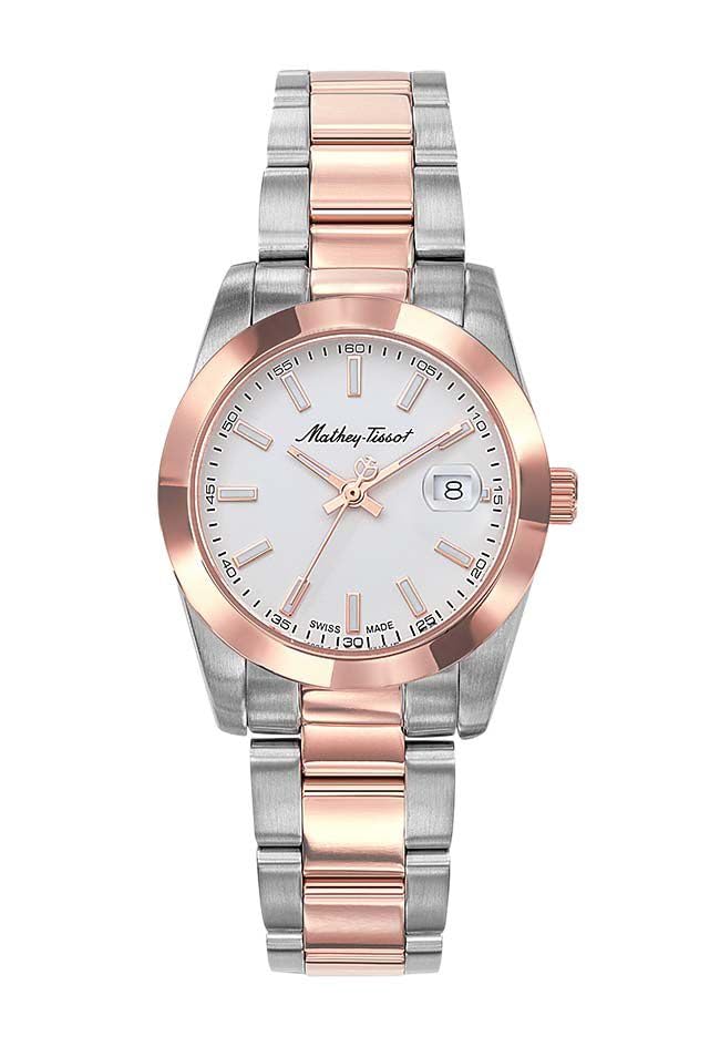 Stainless Steel Men White Dial Ladies Analogue Watch D450Ra_SMU, Rose Gold Band-image-35