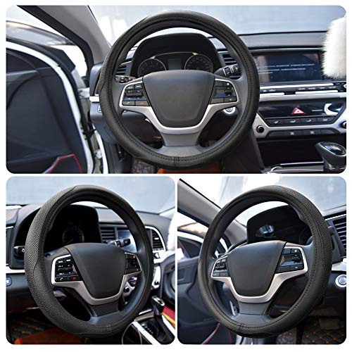 Ylife Microfiber Leather Car Steering Wheel Cover, Universal 15 inch Breathable Anti Slip Auto Steering Wheel Covers (Black)