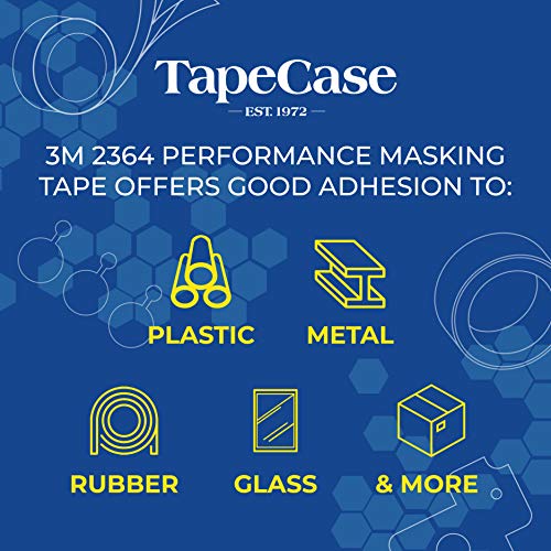 Image of 3M 2364 Performance Masking Tape, Rubber Adhesive, Crepe Paper, Tan - 6 inch Width, 1.25 inch Length Rectangles (Pack of 100)