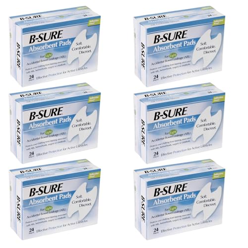 Incontinence Absorbent Liner Pad for Anal Leakage – Light Absorbency – Protects Against Clothing Stains from ABL, Hemorrhoids, Surgery, or Postpartum Recovery - 144 Pad Total (6 Boxes of 24 Pads)