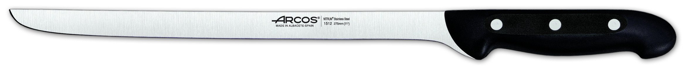 Arcos Series Maitre - Juego de Cuchillos 5 Piezas (4 Cuchillos + 1 Tijeras) - Hoja de Acero Inoxidable Nitrum - Mango de Polipropileno - Bloque de Madera de Color marrón