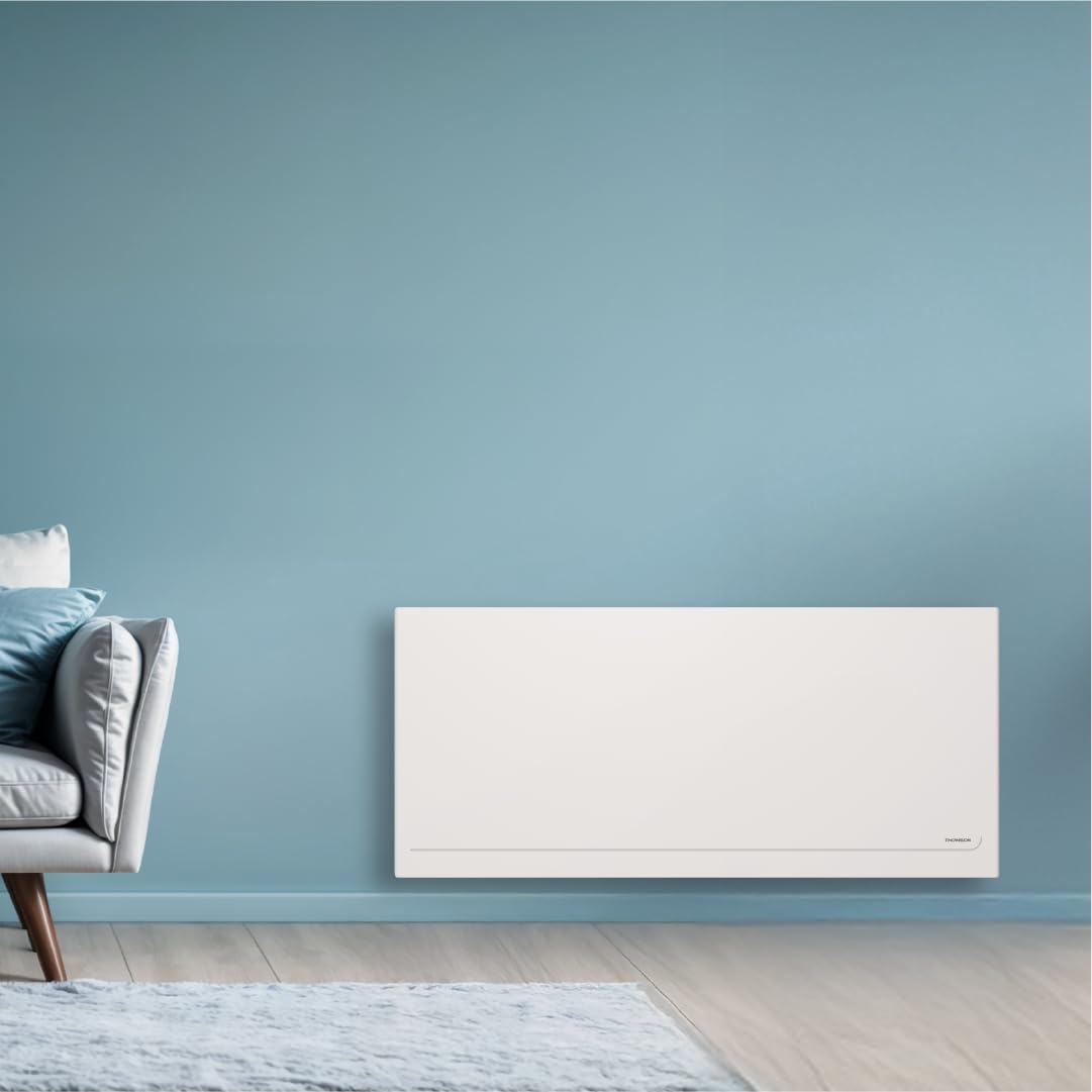 THOMSON - Radiateur électrique fixe connecté WiFi à inertie sèche céramique avec thermostat interchangeable 2000W THOMSON MILLA horizontal blanc