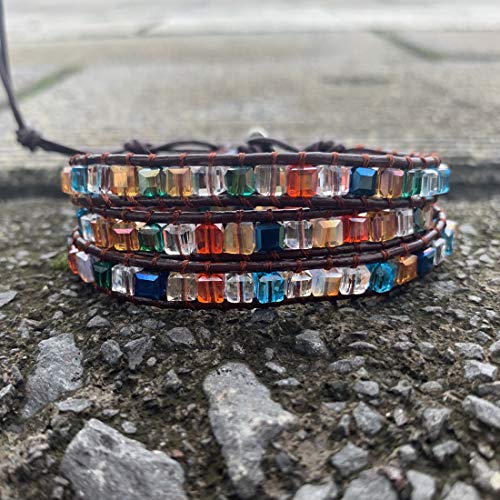 Ygline 7 Chakra Balancing Leather Wrap Crystal Bracelet With Hematite For Women Collection #TOP5