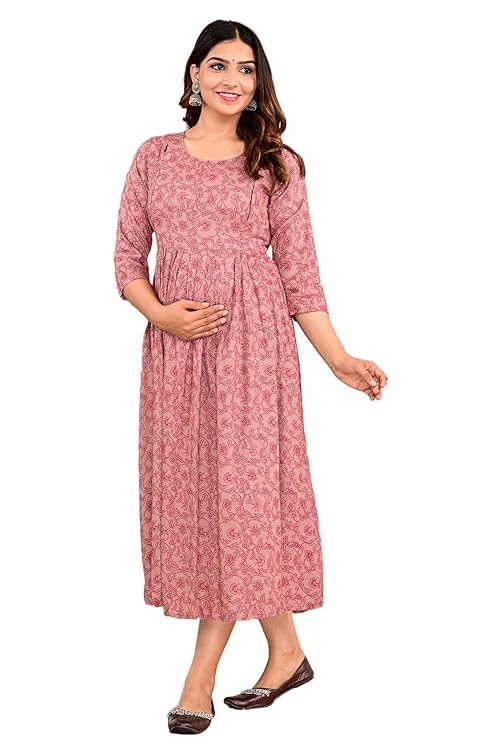 Image of Shantika Women's Maternity Dress Feeding Kurti with Zippers