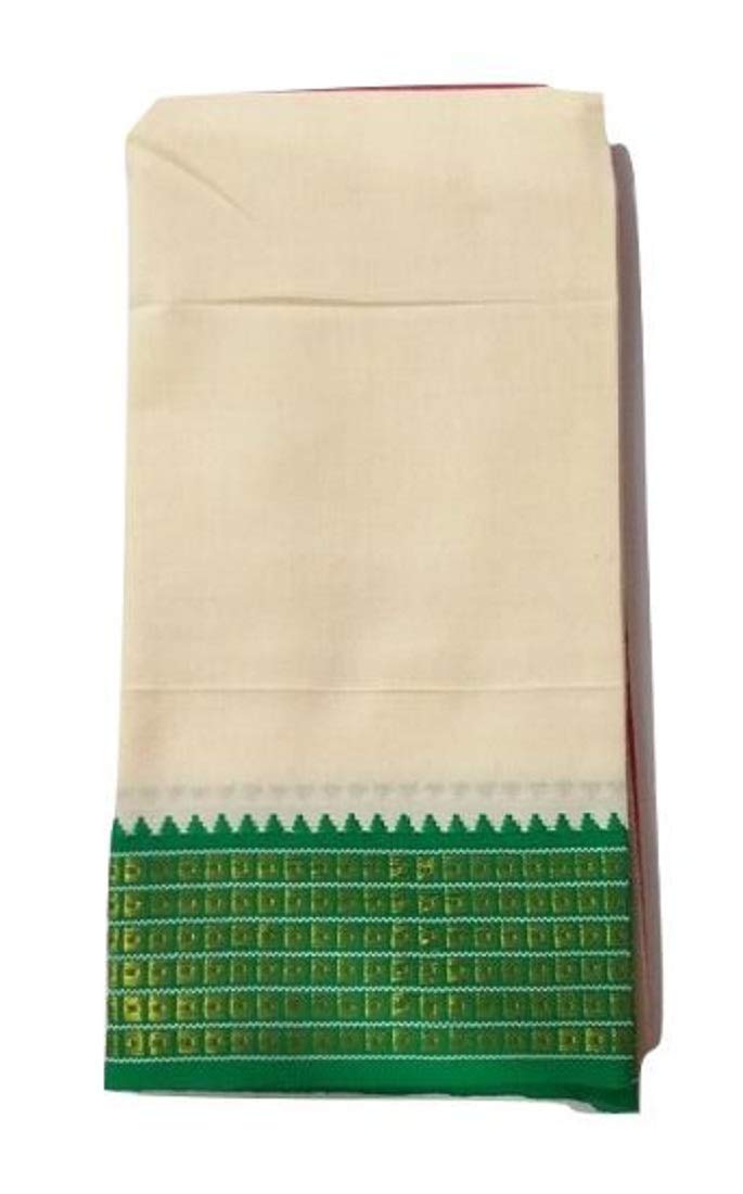 sri thulam gallery Krishna Border Cotton Angavastram/towel/kasavu Shawl/melmundu/uthareeyam for Men-picture-4