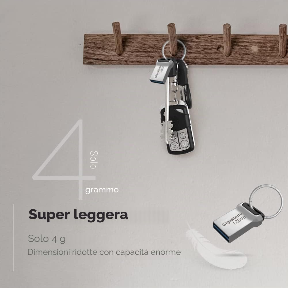 Gigastone 128 GB Chiavetta USB 3.1, Z90 Serie, Velocità e prestazioni affidabili, Ideali per PC Computer Mac, Compatibile con interfaccia USB 2.0/3.0/3.1, Impermeabile in metallo, Mini e robusto