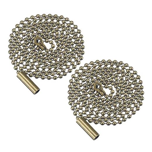 Mobestech 2 piezas de extensión de cadena de tracción con cuentas de bronce con conector de reemplazo de cadena de interruptor de ventilador de techo para luz de pared de techo