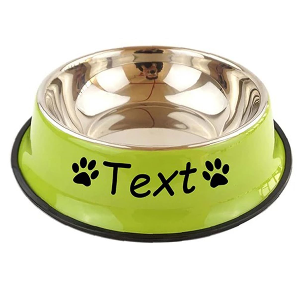 Keruidian Personalized Name Bowls for Dogs and Cats, Stainless Steel Pet Bowls, Colorful, Water Food, Non-slip Meal Bowls, Round Personalized Bowls In Various Sizes (Green)