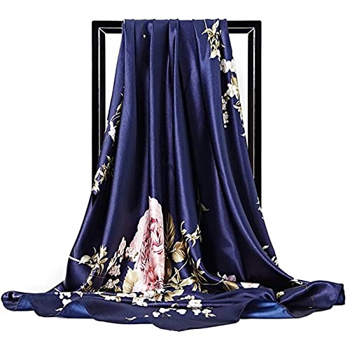Bufanda de Seda para Mujer, pañuelo Estampado para el Cuello, pañuelo Cuadrado para Oficina, pañuelo para Mujer (Enchufe Estadounidense, 90 cm x 90 cm)