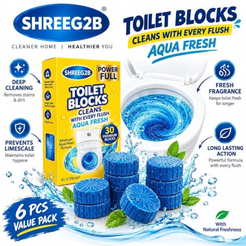 Image of Pack of 30 Lemon Toilet Cleaning Tablets | Powerful Foaming Drain & Toilet Cleaner | Removes Stains, Odor & Blockage Build-up | Multi-Purpose Cleaning Tablets | Fresh Lemon Fragrance (30 Lemonn)