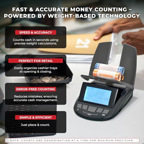 Image of Cassida Professional Money Counting Scale Bill Counter (Till Tally), Black