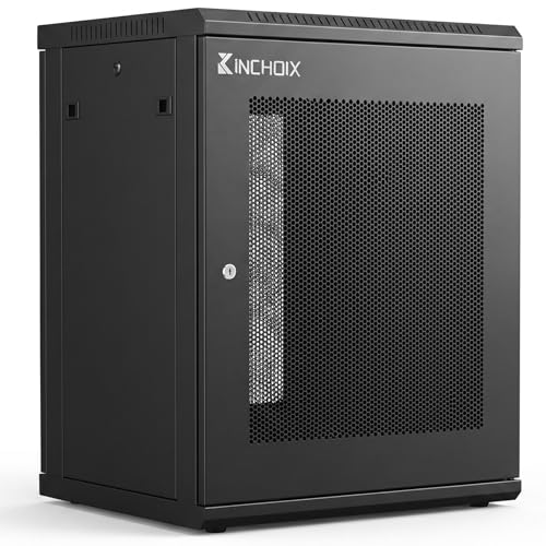 Image of Network Rack Enclosure Cabinet Enclosure for Computer Data Networking Electronic Equipment, Removable Side Panels, Locks, 25in Depth (12U)