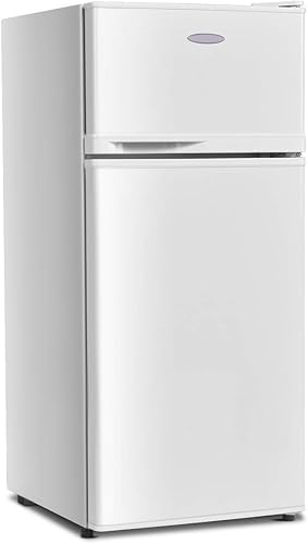 GOFLAME Refrigerador compacto, 3.4 pies cúbicos Mini refrigerador con estantes de vidrio extraíbles, termostato ajustable, refrigerador Blanco