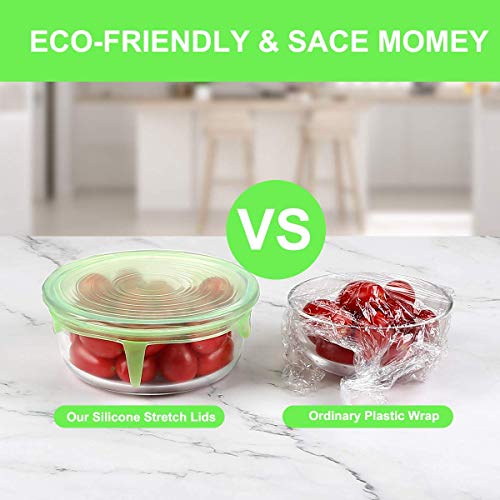Silicone Stretch Lids, Onegol 12 Pack Of 6 Sizes Bpa-Free Silicone Lids Reusable Container Lids Food Covers, Flexible To Fit Most Size Round&Square Food Containers, Durable, Refrigerator Microwave And Dishwasher Safe #TOP5