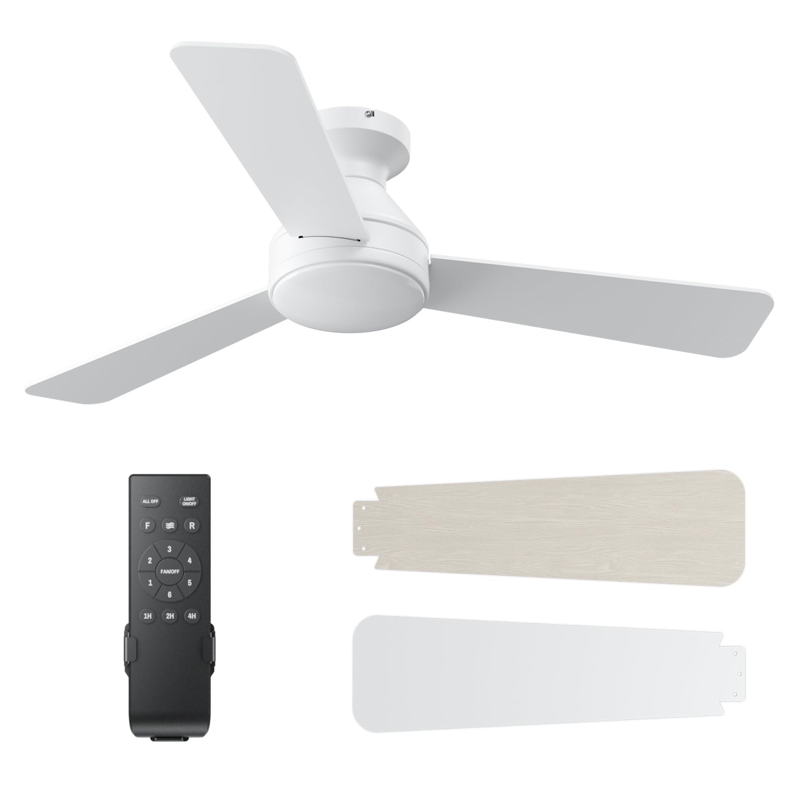 Ventilateur de plafond pour chambre à coucher avec lumière et télécommande