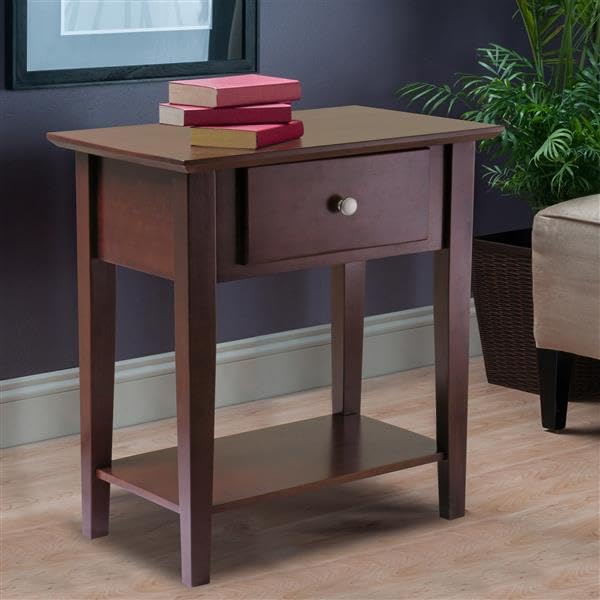 GOKUL ART Sheesham Wood Bedside End Table with Drawer and Open Shelf Storage for Bedroom Living Room Wooden Furniture Side Table for Hotel Room Office (Walnut Finish)-image-41